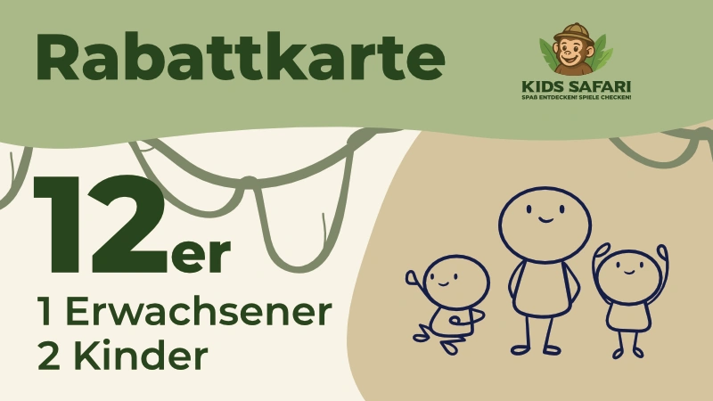 SS GS VC 12er 1EW 1K front Kopie Kids Safari – 12er Rabattkarte für 1 Erwachsenen und 1 Kind